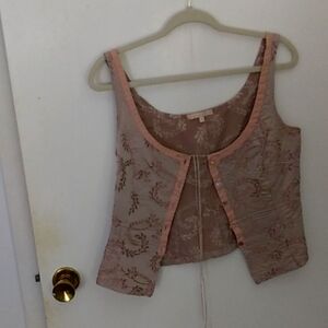 Sleeveless top by Rebecca Taylor buttons down the front